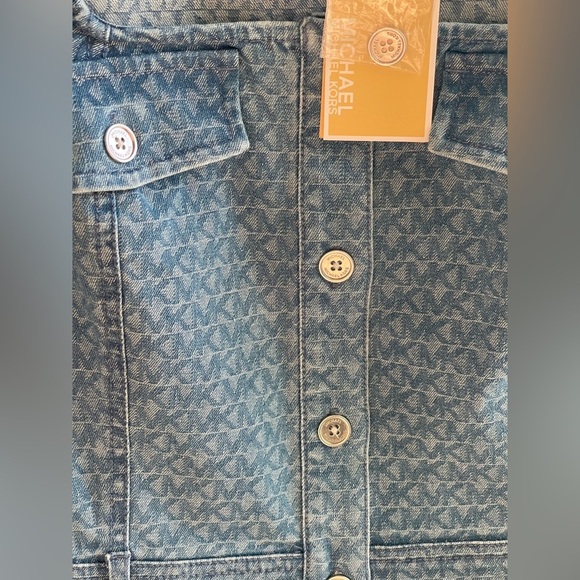 Michael Kors Logo Jacquard Stretch Denim Dress Blue Wash 2 Nwt $255 MISSING Belt - Picture 4 of 6